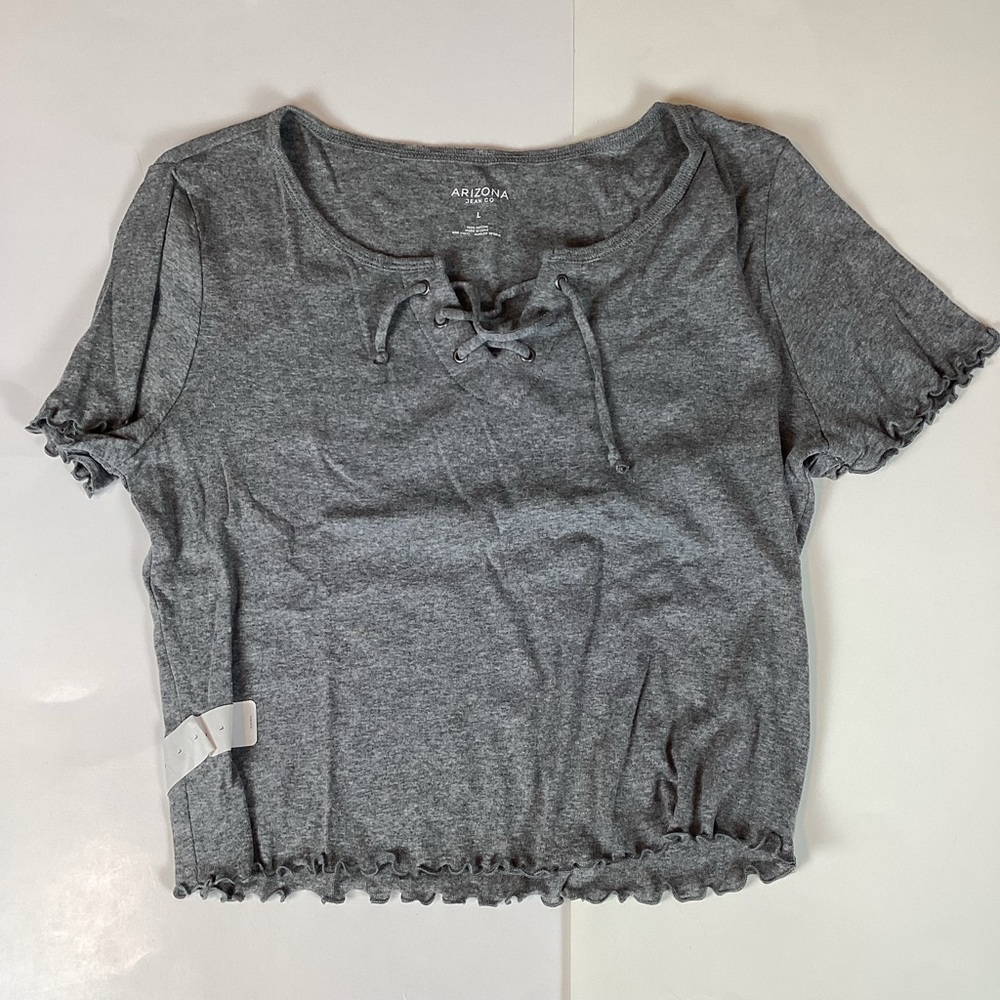 Arizona Jean CO Womens T Shirt Size Large Stretch Comfort Gray New With Tags